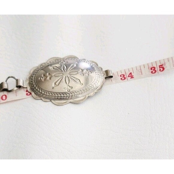 Vintage Concho Belt 70s Fiesta Brand Stamped Southwestern Silver Tone Metal - Picture 6 of 7